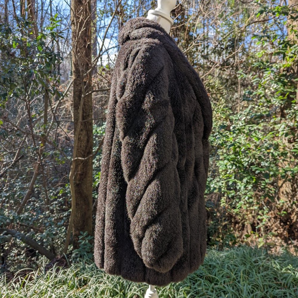 MONTEREY Faux Fur Coat Stroller Length in Plush Black Size Small New - Picture 12 of 15